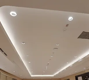 Architectural lighting and finished ceiling detail